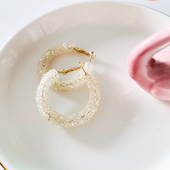 ASOS Dazzling Stone Hoop Earrings Gray - Picture 8 of 8